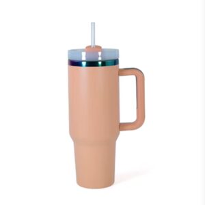 Chic Hydration: Pink 40oz Stainless Steel Tumbler with Straw