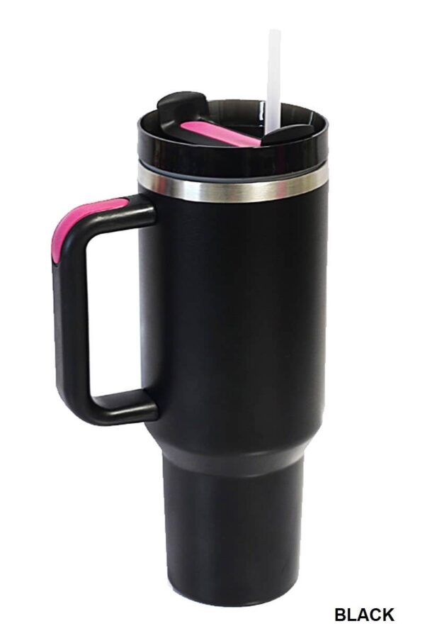 Timeless Hydration: Black 40oz Stainless Steel Tumbler with Straw