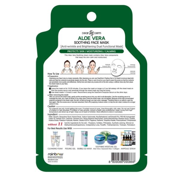 Aloe Vera Soothing Face Mask Pack - Hydrating & Refreshing Sheet Masks - Image 2