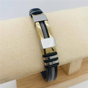 Stylish Men's Silicone Titanium Steel Bracelet - MJ/BC: Gold