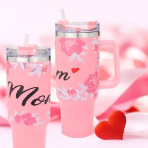 Mom Message Flower Pattern Printed 40OZ Stainless Tumbler